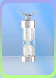 IJD9400 Clear Hourglass Cremation Pendant Hold Memorial Ashes Stainless Steel Cylinder Keepsake Urn Necklace for Women Jewelry51336376212