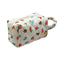 Cosmetic Bags Cotton Makeup Quilted Floral Toiletries Organizer Kawaii Brush Tools Large Capacity Gifts Daily Use