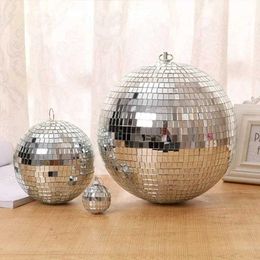 Decorative Objects Figurines 20cm mirror disco ball stage light rotating glass ball big Party Decorations ktv bar dj lighting reflection Colourful mirror ball T2405