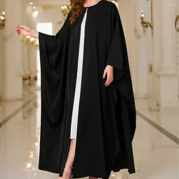 Work Dresses Abaya Middle Eastern Muslim Arab Women's Cloak Round Neck Button Solid Cardigan Robe