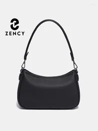 Drawstring Zency Women's Genuine Leather Shoulder Bag Retro Classic High Quality Handbag Female Underarm Bags Luxury Lady Crossbody Purses