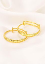 Bangle 2Pcs Gold Color Cute Baby Bracelet High Quality Adjustable Kids Bangles Simple Trendy Jewelry Mideast Arab Africa Gift5869669