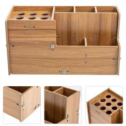 Wood Multipurpose Hairstyling Scissors Stand Comb Storage Case Barbershop Hairdressing Tool Box Scissor Holder Supplies