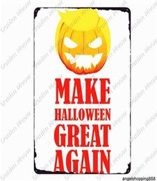 Happy Halloween Poster Pumpkins Shabby Chic Metal Signs Bar Party Cafe Home Decor Witches Art Plaque Camperwee Tin Painting N3704191313