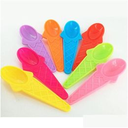 Disposable Dinnerware Ice Cream Spoon Plastic Dessert Yoghourt Cake Summer Children Kids Birthday Party Supplies Only Spoons Drop Deli Dhyst