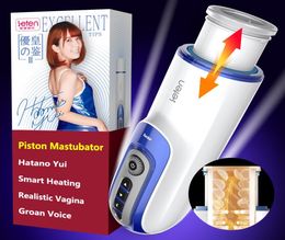 Leten Powerful Telescopic Male Masturbator Multi Modes Smart Heating Voice Interaction Masturbation Cup Sex Toys for Adults Men Y13076805