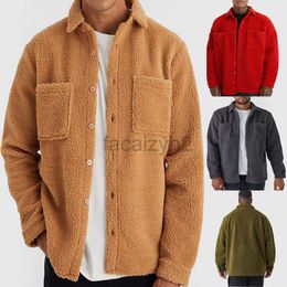 men's Jackets designer Coats Autumn and winter loose button down lapel solid Colour cardigan jacket men's plush coat men's Outerwear