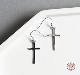 Stud Real 925 Sterling Silver 100 Simple Gothic Cross Earrings For Women Jewelry Party Ear Studs Girl Gifts OrnamentsStud8060361
