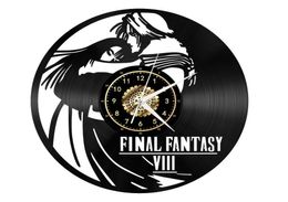 Final Fantasy Black Record Wall Clock Creativity Home Decor Handmade Art Personality Gift (Size: 12 inches, Color: Black)8213026