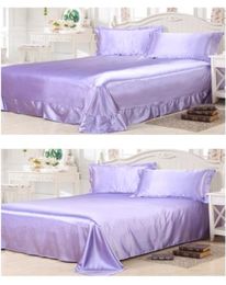 7pcs blau lila lila Seiden Bettwäsche Set Satin Bettlaken Super King Queen Full Twin Size Duvet Cover Bettbettbett in einer Tasche 6665455