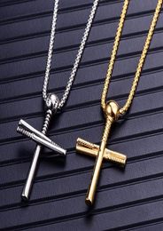 new Fashion new baseball necklace Europe and the United States personality stainless steel cross pendant titanium steel men039s6557740