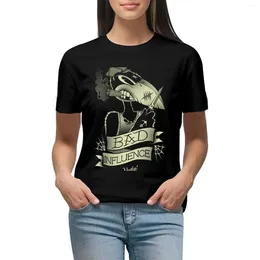 Women's Polos Bad Influence Crow T-shirt Aesthetic Clothing Summer Top Cute Clothes Women T Shirt