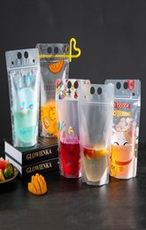 Transparent Self Seal Drink Bag With Straw Frosted Plastic Beverage DIY Drink Container Drink Bag Party Fruit Juice Drinks Pouch V9736914