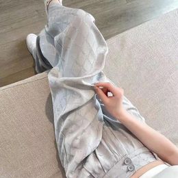 Women's Pants Gray Wide-Leg Summer Thin High Waist Drooping Narrow Straight Slimming Casual Sun-Proof Ice Silk Mop