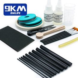 Fishing Rod Repair Kit Complete with Epoxy10pcs Carbon Fibre Sticks Pole Building Kit AB Glue Wrapping Thread for Saltwater 240425