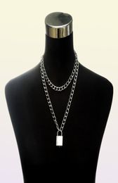 Chain necklace women 90s link chain silver Colour lock pendant necklace gothic emo festival fashion jewelry4073271