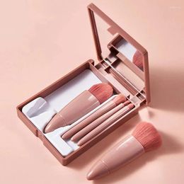 Makeup Brushes Mini Eye Brush Mirror Box Pink Soft Hair 5PCS Blush Portable Size Set Beauty Professional Tools