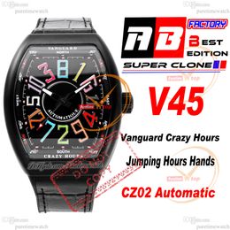 Vanguard Crazy Hours CZ02 Automatic Mens Watch DLC PVD Steel Black Dial 3D Colors Number Markers Gummy Strap Super Ediiton Puretime Reloj Hombre Montre Hommes PTFM