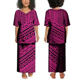 Casual Dresses Polynesian Tattoo Print Summer Short Sleeve Loose Puletasi High Quality Comfortable Dress Tribal Ethnic Style Custom Girls