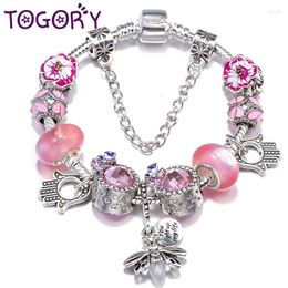 Charm Bracelets Romantic Butterfly Flower Bracelet For Women With Luminous Firefly Charms Beads Pendants High-Quality Jewelry Drop