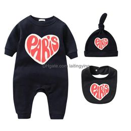 Rompers Born Baby Long Sleeve Clothes Autumn Pure Cotton Jumpsuit Spring Romper Outdoor Three Piece Babys Onesies Bodysuit Chd231030 Dhlsj