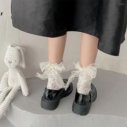 Women Socks Japanese Sweet JK Bow Lace Fashion Frilly Ruffle Lolita Cotton