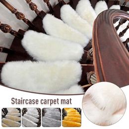 Carpets 1Pc Stair Fuax Fur Wool Foot Carpet Stepping Mat Steps Plush Floorself-Adhesive Long Fleece Step Home El Decoration