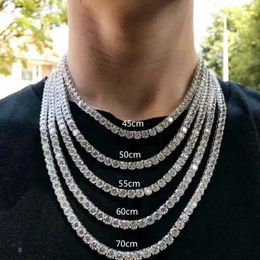 Neues 4mm 5 mm Hip Hop Sier Farbe Gothic Tennis Halskette Nackenkette Langtiert für Männer männliche Frauen Schmuck Großhandel