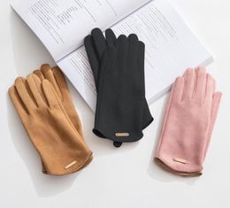 Five Fingers Gloves Women039s Winter Elegant Warm Touch Screen Suede Full Finger Cycling Driving Mittens Guantes Femme6763588