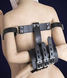 SM Pu Leather Bondage Wrist Cuffs Arm Binder Armbinder Restraints Arms Behind Back AccessoriesExotic BDSM Women Toys4668756