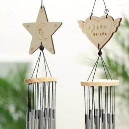 Decorative Figurines Solid Wood 8 Tube Metal Wind Chime Hanging Door Decoration Creative Birthday Gift Children Bedroom Balcony