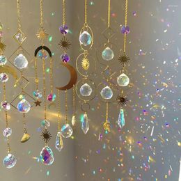 Decorative Figurines Rainbow Maker Sun Catcher Moon Star Light Catching Crystal Wind Chimes Gold Series Home Garden Decor Pendant Gift