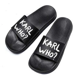 karl lagerfield woman black shoes summer beach Slipper Sliders Luxury Flip Flop Slide flat gift black rubber sole man Designer sandale pool loafers lady gift