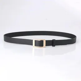 Belts Women Perforated Belt Stylish Women's Faux Leather With Adjustable Length Metal Buckle Golden Versatile For Jeans