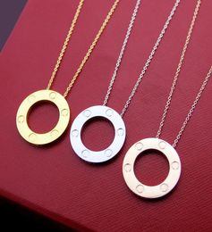 High Quality Stainless Steel Lover Pendant Necklace With 18k Gold Plated 3 Diamond Designer Necklaces For Screw Wedding or Special2643067