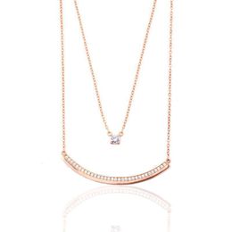 neckless for woman Swarovskis Jewellery Pair Only Double Layer Single Diamond Smile Necklace Female Swarovski Element Crystal Clavicle Chain Female