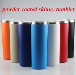 20oz Powder Coated Skinny Tumbler Stainless Steel Skinny Travel Tumbler Powder Coated Tumbler Vacuum Insulated Beer Coffee Mugs4180853