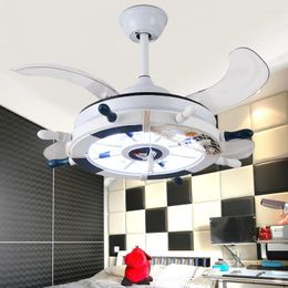 Chandeliers Nordic Kids Bedroom Decor Led Ceiling Fan Light Lamp Dining Room Fans With Lights Remote Control Lamps For Living