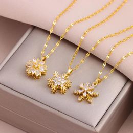 Pendant Necklaces In Fashion 18K Gold Plated Lucky Rotatable Series For Women Female Stainless Steel Clavicle Chain Jewellery