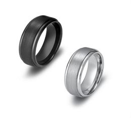 8MM Tungsten Carbide Rings with Matte Centre Step Edge Mens Wedding Bands US Size 713 Leave Message About the Size Color284n3087048153