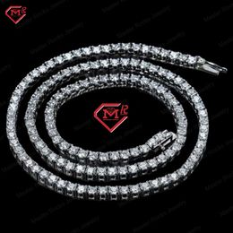 Hiphop Tennis Chain 3mm 4mm 5mm 6mm Iced Out 925 Sterling Silver Vvs Moissanite Tennis Chain