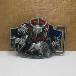 BuckleHome Fashion western bull head belt buckle with pewter finish plating FP02207 3330174