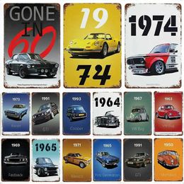 Vintage Car Decoration 80s GTI Sports Classic Car Metal Tin Logo Chequered Garage Man Cave Living Room Home Wall Art Poster Board J240505