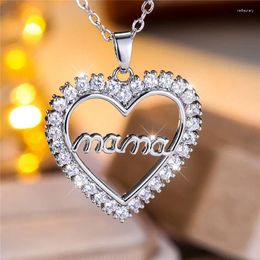 Pendant Necklaces Cute Female Crystal Stone Heart Necklace Vintage Wedding Jewellery For Women Mother's Day Gift