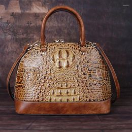 Evening Bags Crocodile Pattern Genuine Leather Women Handbag High Quality Female Vintage Messenger Shoulder Crossbody Tote Shell Bag