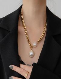 Pendant Necklaces Exaggerated Gold Thick Chain Large Pearl Necklace Trendy Net Red Fashion Neck Jewellery Clavicle5870123