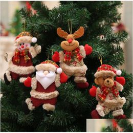 Juldekorationer söt träddekoration hänge jultomten Bear Snowman Elk Doll hängande ornament för hem till859 Drop Delivery DHLF6