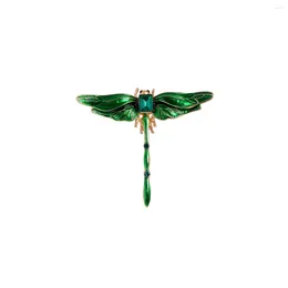 Brooches 1pc Alloy Brooch Green Dragonfly Retro Rhinestone Corsage Animal Pin Ladies Collar Badge Suit Coat Dress Accessories Elega