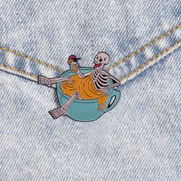 skull coffee brooch Cute Anime Movies Games Hard Enamel Pins Collect Cartoon Brooch Backpack Hat Bag Collar Lapel Badges