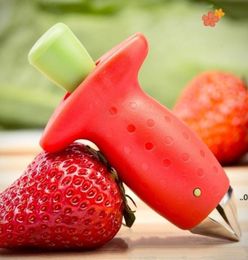 Strawberry Stem Leaf Leaves Huller Remover Tools Removal Fruit Corer Tool Kitchen Gadgets Cutter Red Color FWB89054303855
